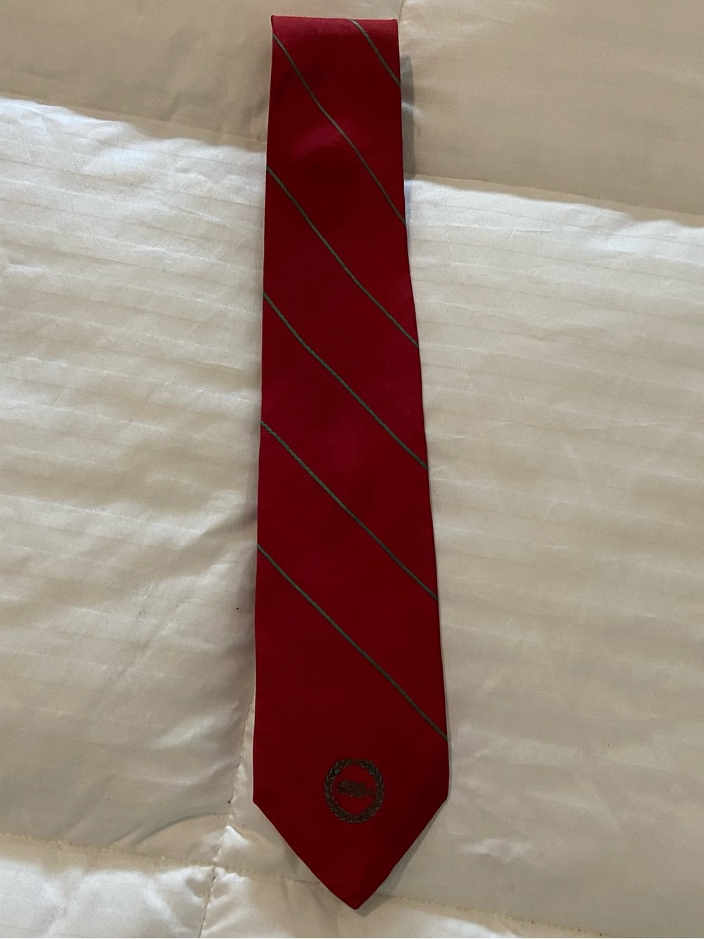 Vintage Givenchy Monsieur Silk Tie AlliedSignal Corporate Logo Red Green Stripe